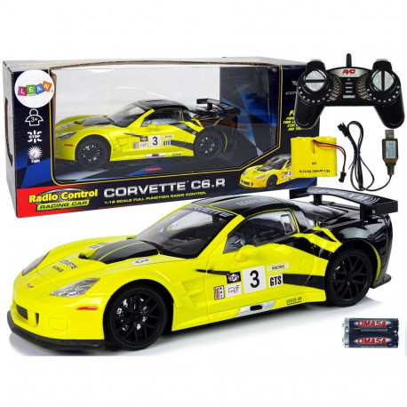 Auto Sportowe Wyścigowe R/C 1:18 Corvette C6.R Żółty 2.4 G Światła