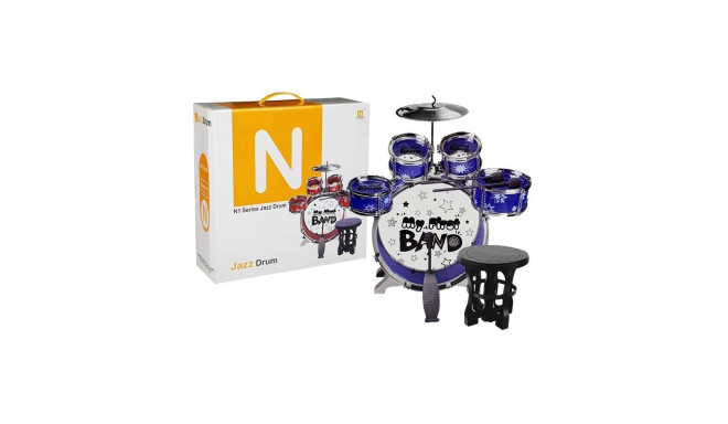 suur trummikomplekt 5 trummi tooliga taldrik sinine