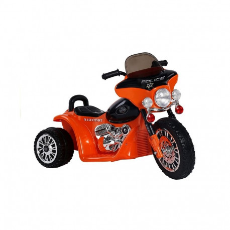 Laste akutoitega kolmerattaline mootorratas JT568 politsei LED, oranž