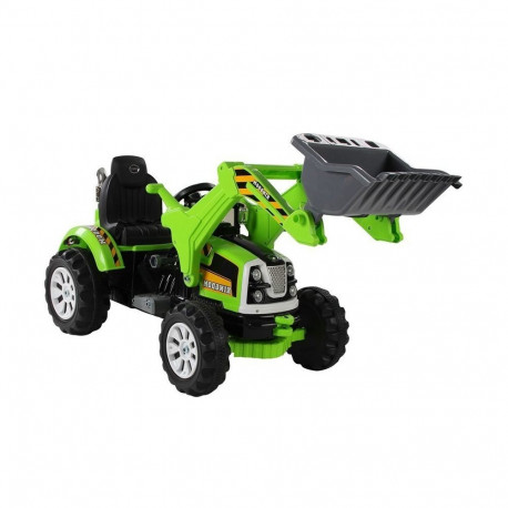Traktor-ekskavaator lastele akuga liikuva kopaga, roheline