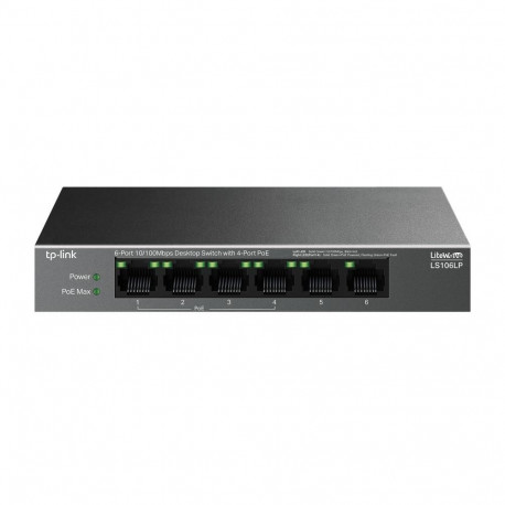 TP-LINK lüliti LS106LP 6-Port 10/100Mbps 4-Port PoE halduseta lauapealne