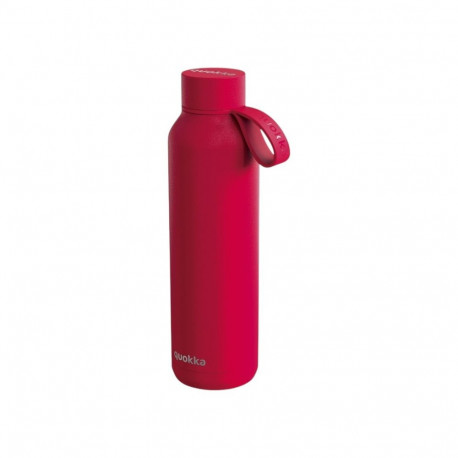 Quokka Solid With Strap - Butelka termiczna ze stali nierdzewnej 630 ml z paskiem (Cherry Red)