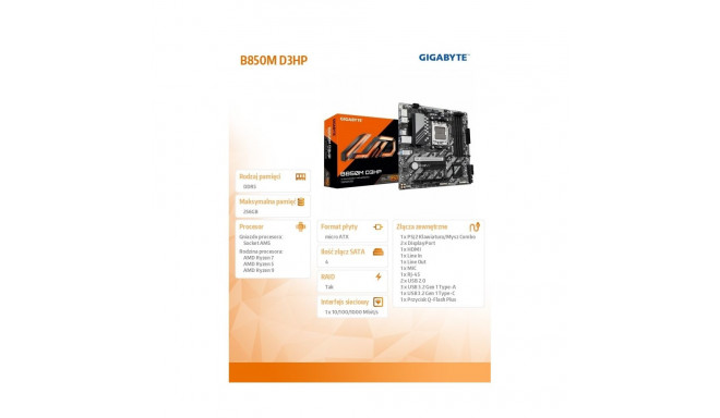 B850M D3HP emaplaat