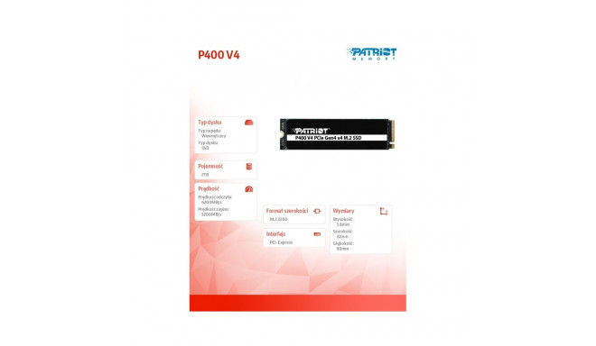 SSD 2TB P400 V4 6200/5200 MB/s M.2 PCIe Gen4 x4 NVMe 2.0