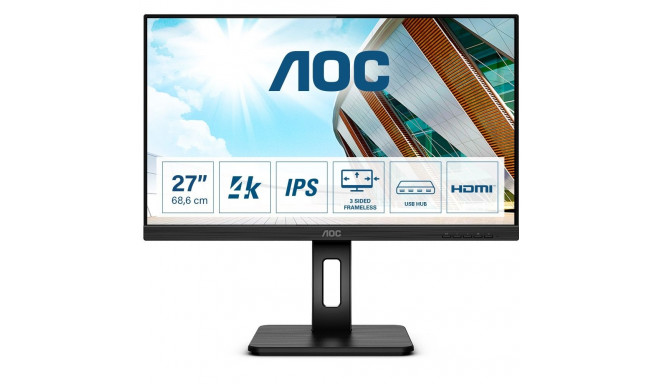"68,4cm/27'' (3840x2160) AOC U27P2 16:9 4ms USB HDMI DisplayPort Pivot Speaker 4K UHD Black"