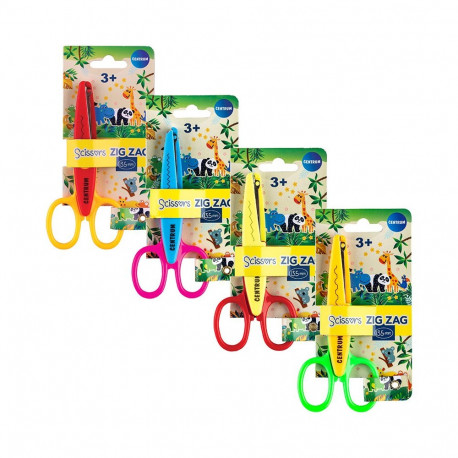 Käärid CENTRUM ZIG ZAG 13,5cm lastele tömbi otsaga, assortii serv