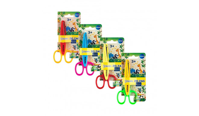 Käärid CENTRUM ZIG ZAG 13,5cm lastele tömbi otsaga, assortii serv