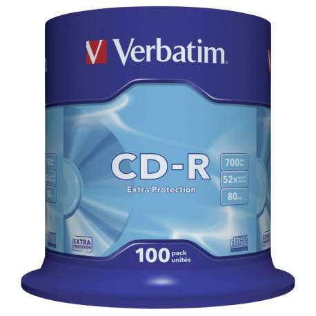 1x100 Verbatim Data Life CD-R 80 700MB, 52x kiirus, Cake Box