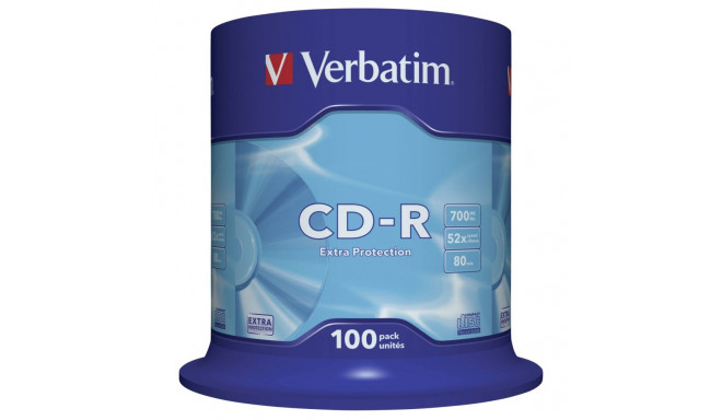 1x100 Verbatim Data Life CD-R 80 700MB, 52x Kiirus, Plastkarbis