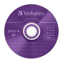 1x5 Verbatim DVD-R 4,7GB Värviline 16x Kiirus, Õhuke Karp