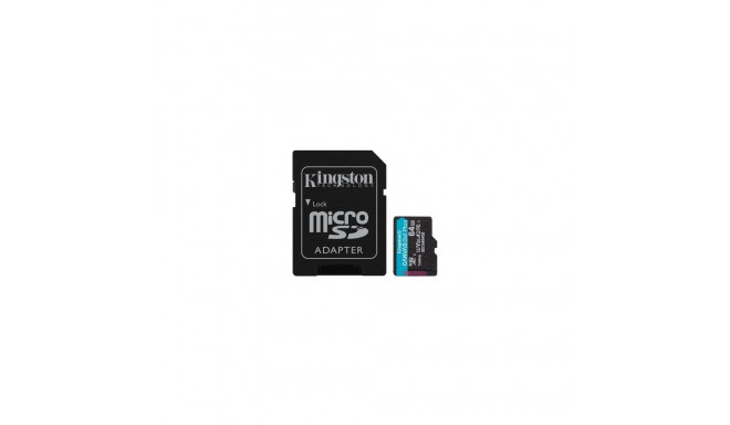 KINGSTON 64 GB MICROSDXC CANVAS GO! PLUS GEN4 200MB/S A2 U3 V30 CARD + ADAPTER