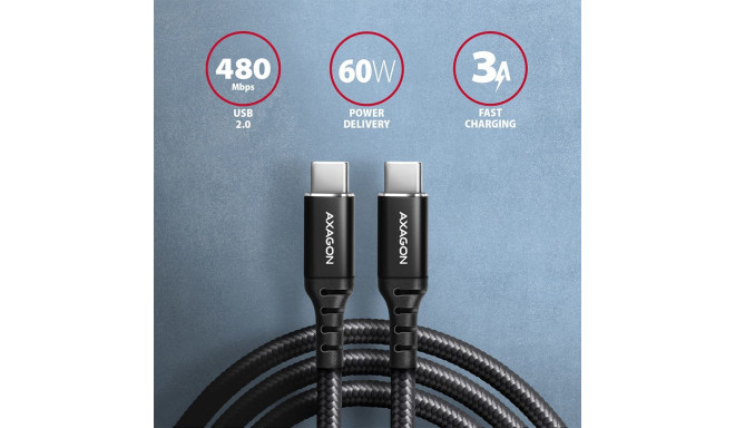 AXAGON Data and charging cable, 1.5 m | BUCM-CM15AB | USB Type C to USB Type C