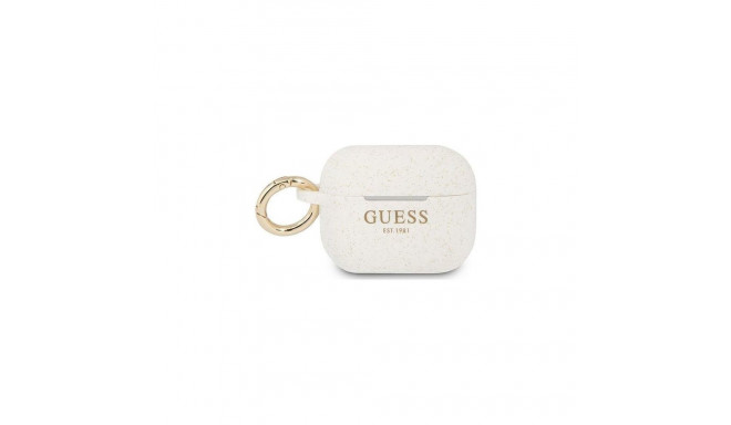 Guess GUAPSGGEH Silicone Glitter Protective Case for AirPods Pro White