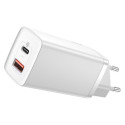 Baseus Wall Quick Charger GaN2 Lite 65W USB + USB-C QC4+ PD3.0 SCP FCP AFC valge