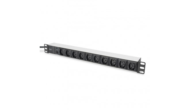 Digitus Socket strip with aluminum profile, 10-way, 2 m supply cable IEC C14 plug