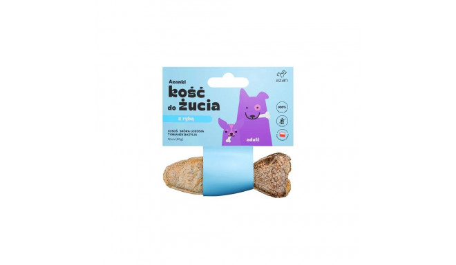 AZANKI Bone with salmon in salmon skin with thyme and basil in fish shape - treat for dogs - 12 cm