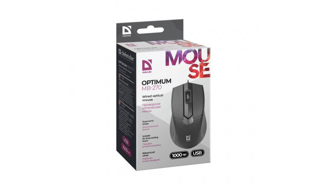 Defender Optimum MB-270 hiir kontor paremakäeline USB Type-A optiline 1000 DPI