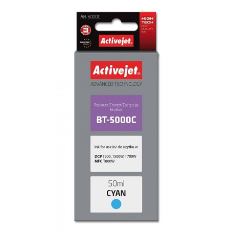 Activejet AB-5000C tindipudel (asendus Brother BT-5000C; Supreme; 50 ml; 5000 lehte, tsüaan)