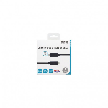 Deltaco Mobility USB-C – USB-C 3.2 Gen 2 - cable, 0.5 m, Black