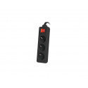Power strip 3m, black, 3 sockets, with switch, cable made of solid copper