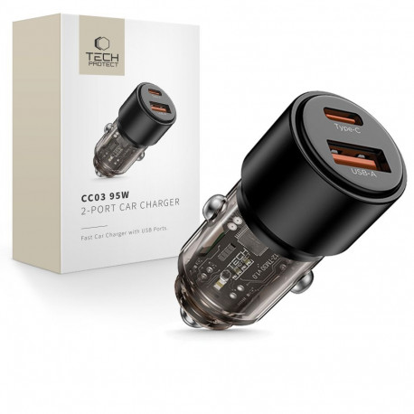 TECH-PROTECT CC03 2-PORT CAR CHARGER PD 95W / QC3.0 BLACK