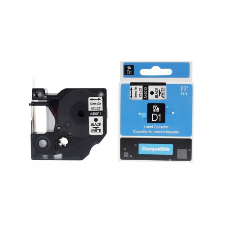 Markeerimislint Dymo D1, 12mm x  7m, must/valgel, analoog