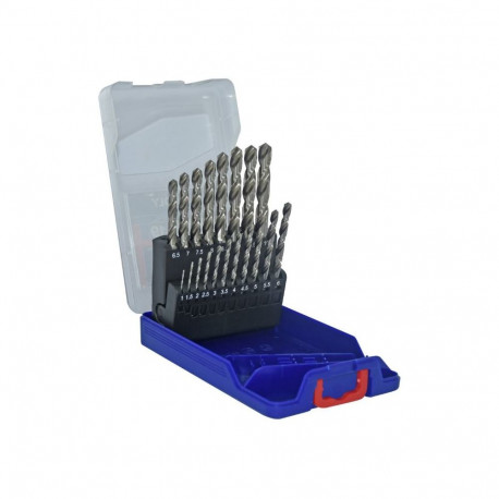 Tivoly Metal Drill Bit Set – 19-Piece Ø1–10 mm (0.5 mm Steps), Split Point, 30° N-Flute, HSS, Cylind
