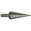 Step drill Ø4-20 mm, HSS. Step 2 mm. Straight flute. Bright, uncoated. T Line