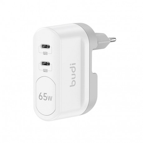 Wall charger2xUSB-C Budi 65W (valge)