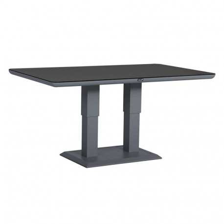 Laud TOMSON 150x90xH52-75 cm, tumehall klaasplaadiga