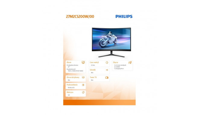 Display 27M2C5200W 27 cali Curved VA 280Hz HDMIx2 DP HAS