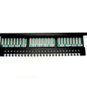 Patch panel 19" 24 porty, kat.5e, U/UTP, 1U, wspornik kablowy, czarny (kompletny)