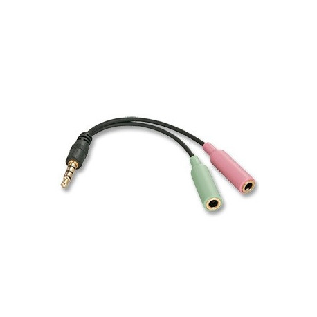 Audio adapter 4-kontaktiga 3,5mm pistik 4-pin -> 2x3,5mm pesad eraldi kõrvaklappide ja mikrofoni pis