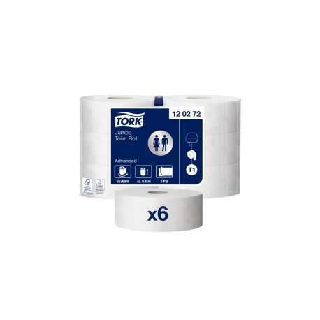 Tualettpaber Tork Jumbo T1, 320mx9.4cm, 2-kih valge, hall trükk 120272 (6 tk)