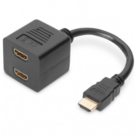 "DIGITUS HDMI Y-Verteilerkabel, 0,2m, gold-schwarz"