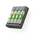 GP ReCyko 4-Porti USB Laadija B441 koos 4xAA 2100mAh akudega