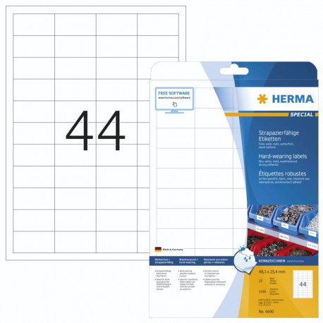 Herma vastupidavad sildid 4690 25 lehte 1100 tk 48,3x25,4