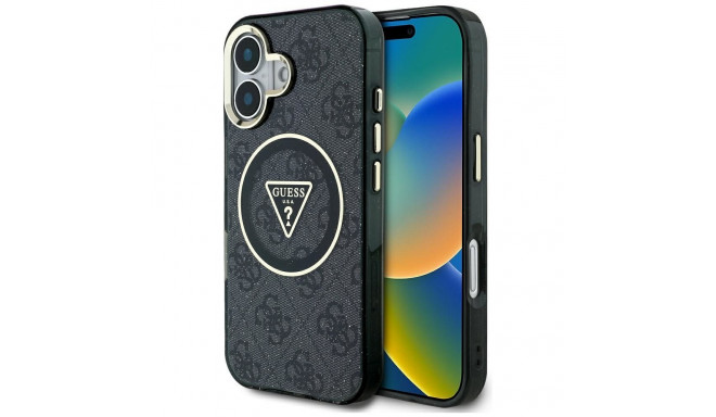 GUESS case for IPHONE 16 compatible with MagSafe GUHMP16SHG4PRTGK (IML Metal Glitter 4G Circle Trian