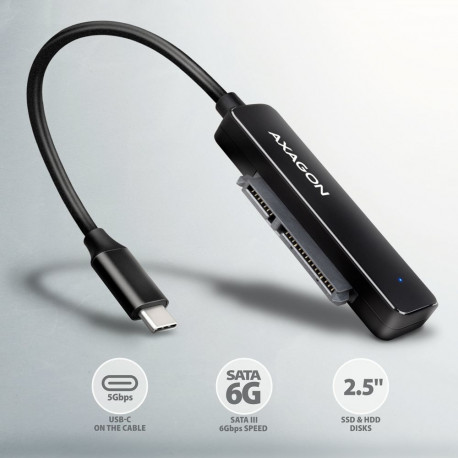 Axagon USB-C 5Gbps - SATA 6G, 2.5" SSD/HDD slim adapter | ADSA-FP2C