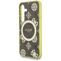 Case Guess 4G taust kuldne elektroplateeritud pojengimustriga MagSafe Samsung Galaxy S25 pruun