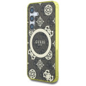 Case Guess 4G taust kuldne elektroplateeritud pojengimustriga MagSafe Samsung Galaxy S25 pruun