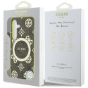 Case Guess 4G taust kuldne elektroplateeritud pojengimustriga MagSafe Samsung Galaxy S25 pruun