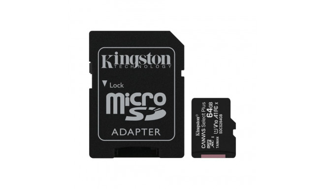 Kingston | Canvas Select Plus | UHS-I | 64 GB | MicroSDXC | Flash memory class 10 | SD Adapter