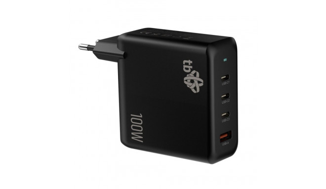 3x USB C + USB A Power Delivery Wall Charger Black, GaN 100W