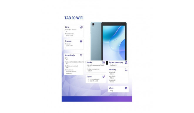 Tablet TAB 50 WiFi 8 inches 4/128GB 5580 mAh blue