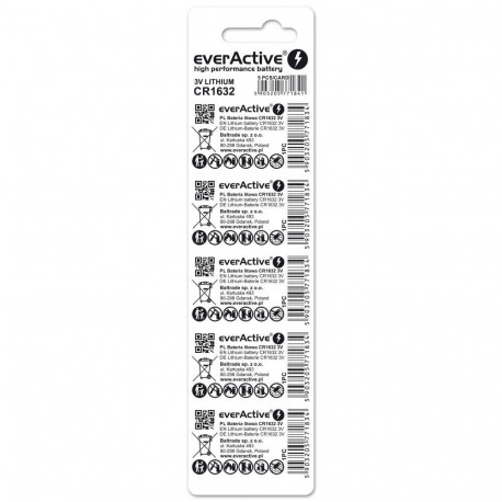 Battery - everActive CR1632 Lithium 5 Pack Button/Coin