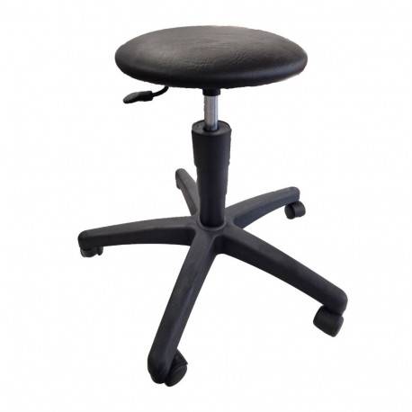 Töötool/töötaburet LABORI ilma seljatoeta, H40-66cm, istme D-34cm, ratastega/ must kunstnahk+ must
