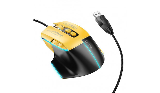 Wire gaming mouse Hoco USB A 3600 dpi GM31 black yellow