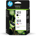 HP 303 2-pack must/kolmevärviline originaaltindikassetid