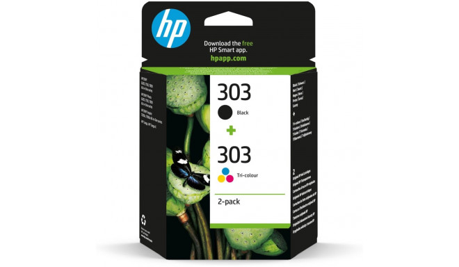 HP 303 2-pack must/kolmevärviline originaaltindikassetid